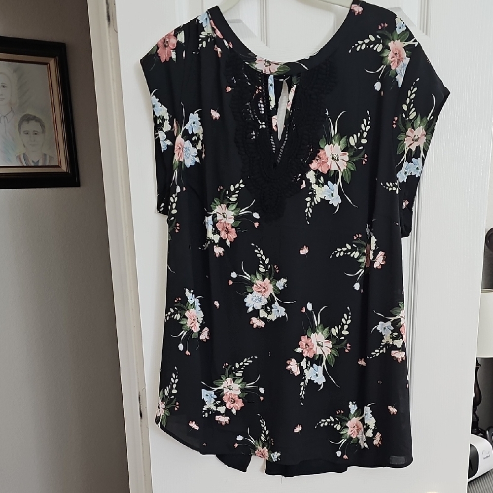 Floral Black Women's Top